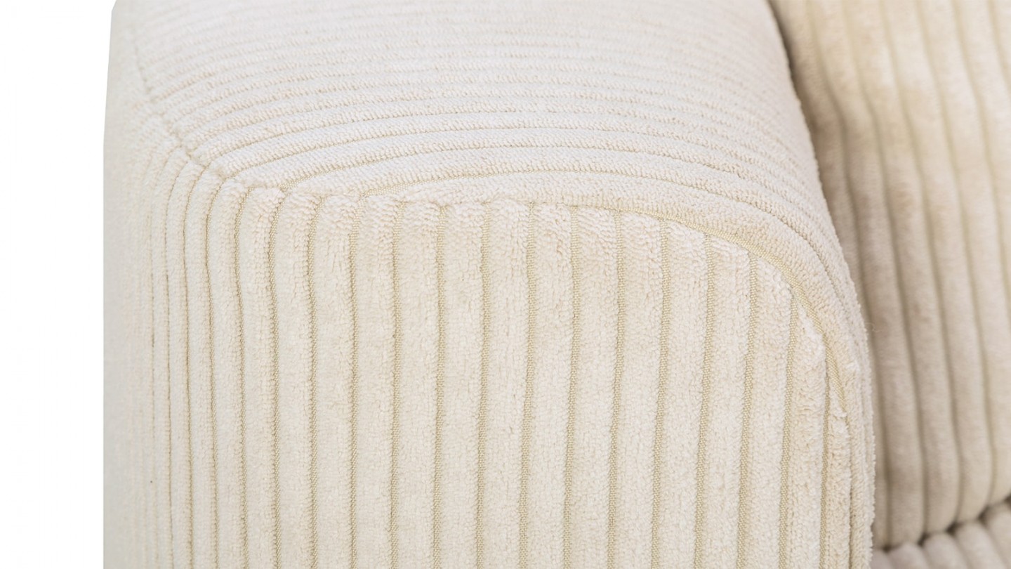Canapé d'angle convertible réversible 3/4 places en velours côtelé beige avec coffre de rangement - Uma