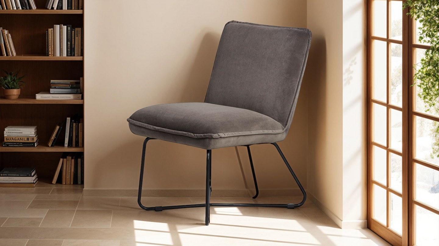 Fauteuil en velours gris anthracite - Hall