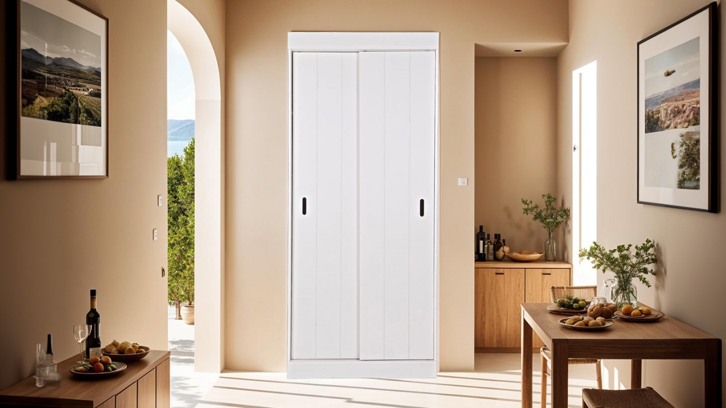 Armoire 2 portes en pin blanc - Collection Row - Woood