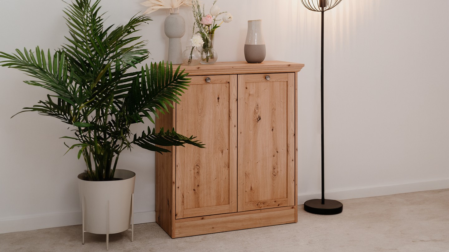 Buffet 2 portes effet chêne 80 cm - Saga