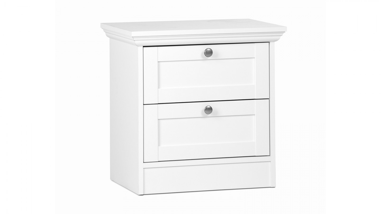 Table de chevet 2 tiroirs blanche 50 cm - Alix