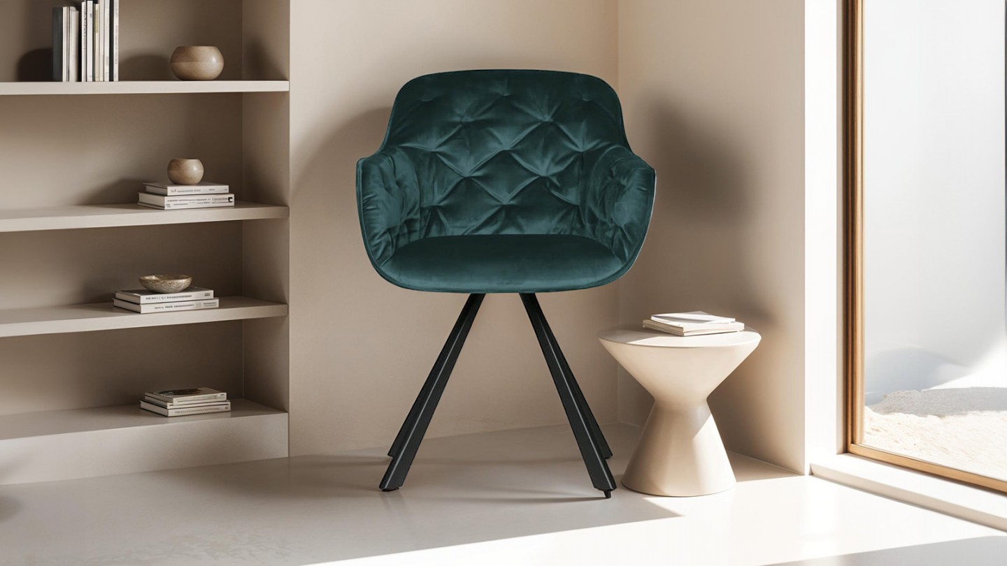 Chaise en velours vert – Collection Elaine