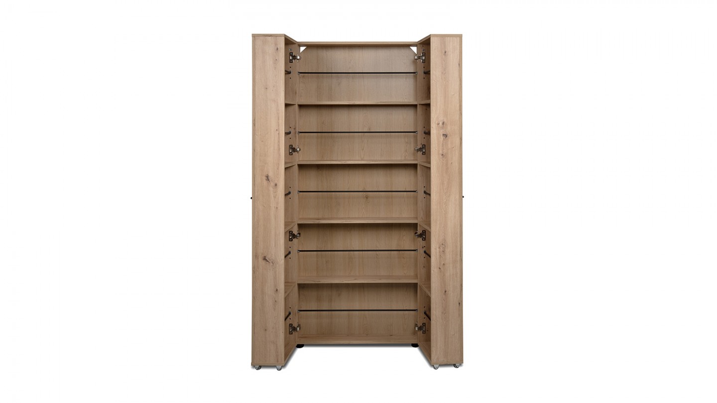 Armoire à chaussures 2 portes effet chêne 74 cm - Nuria