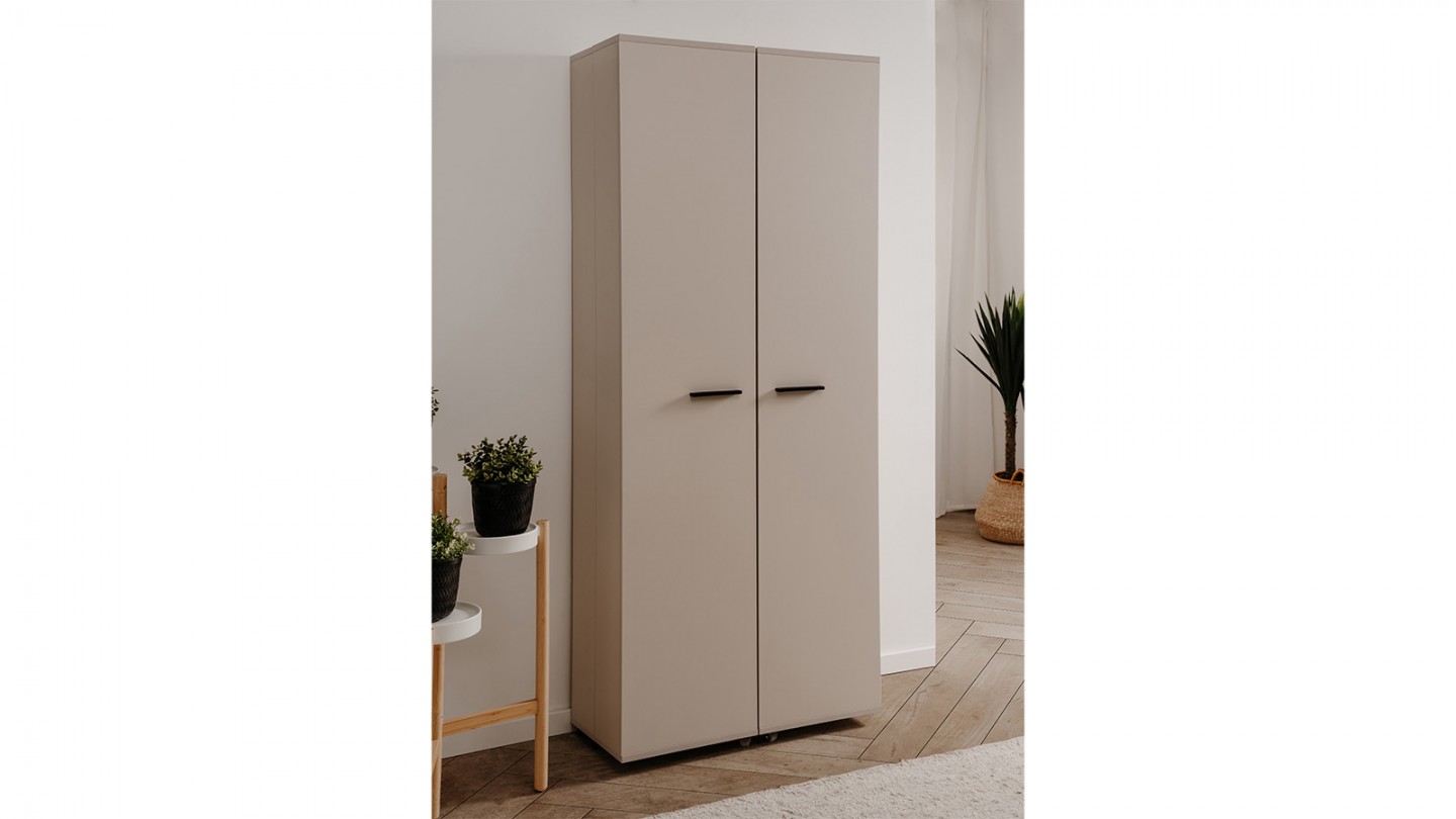 Armoire à chaussures 2 portes beige 74 cm - Nuria