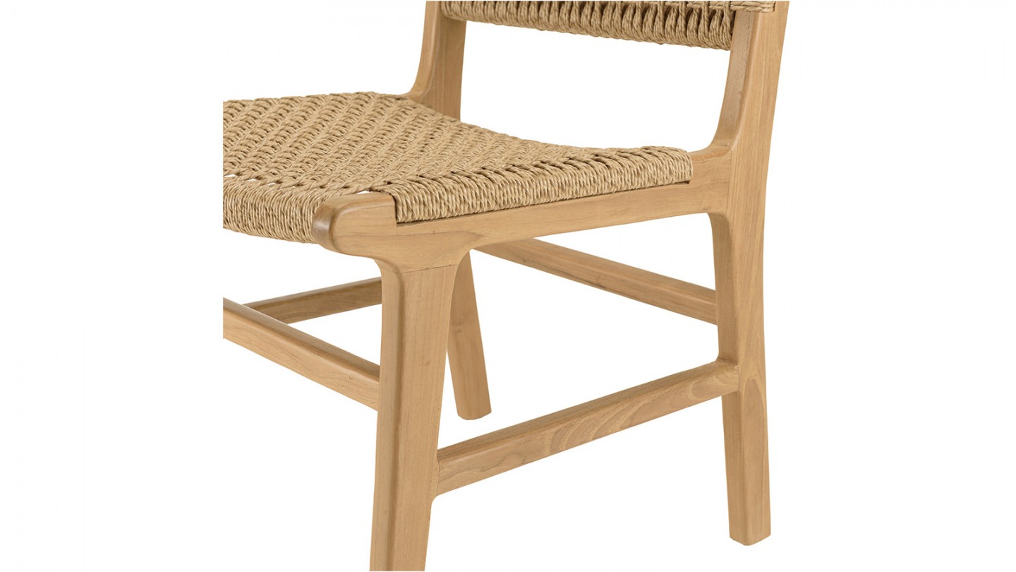 Lot de 2 chaises jardin teck naturel rotin synthétique beige VALERIA