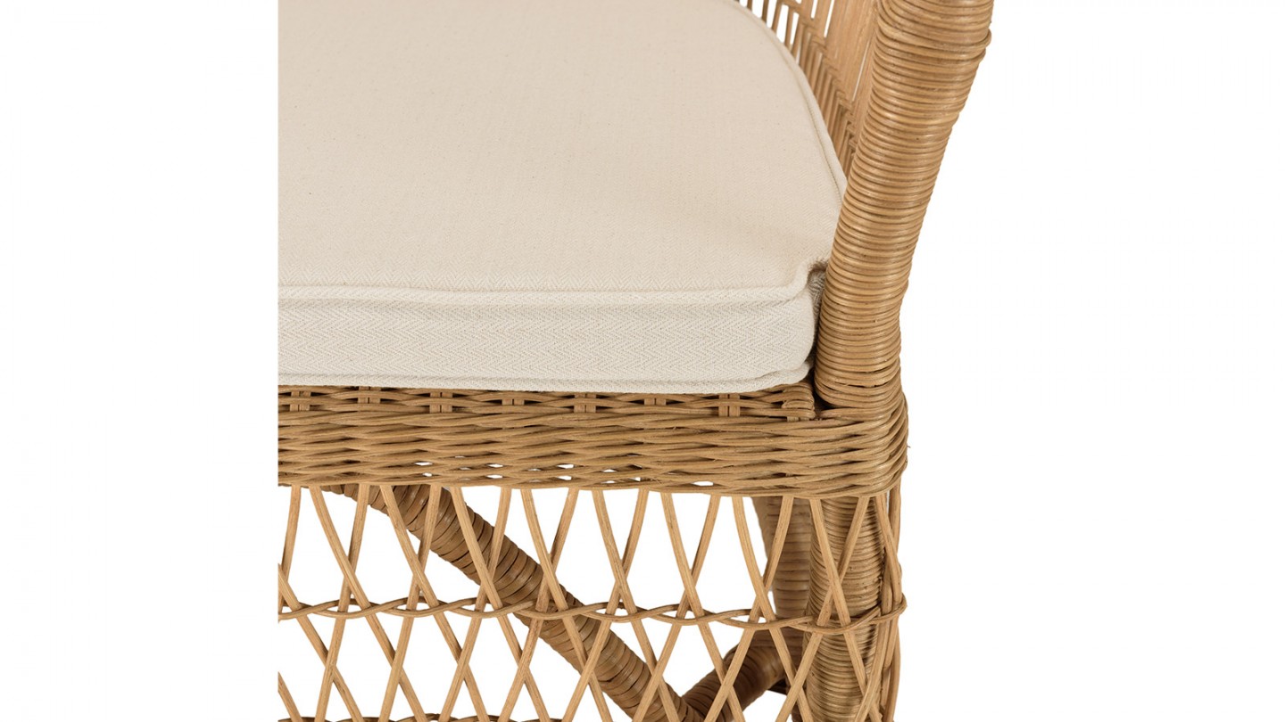 Fauteuil en rotin naturel avec coussin - Kally