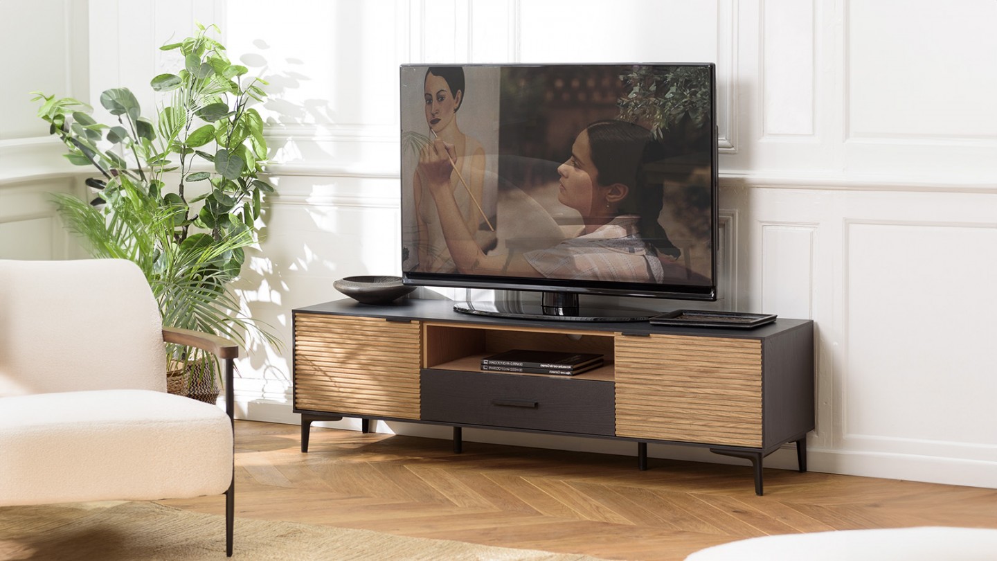 Meuble TV en bois noir 150m - Charlie