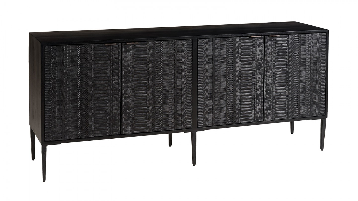 Buffet en manguier noir 4 portes sculptées 175cm - Gloria