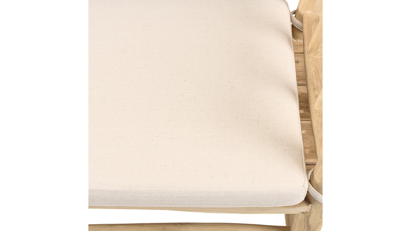 Banc en teck naturel 128 cm avec coussin blanc - Will