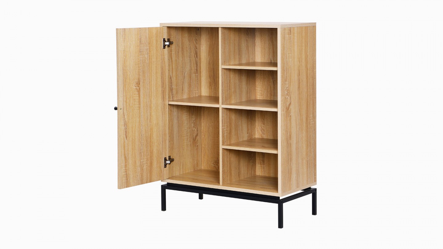 Bibliothèque 1 porte 4 niches effet bois 80 cm - Talia