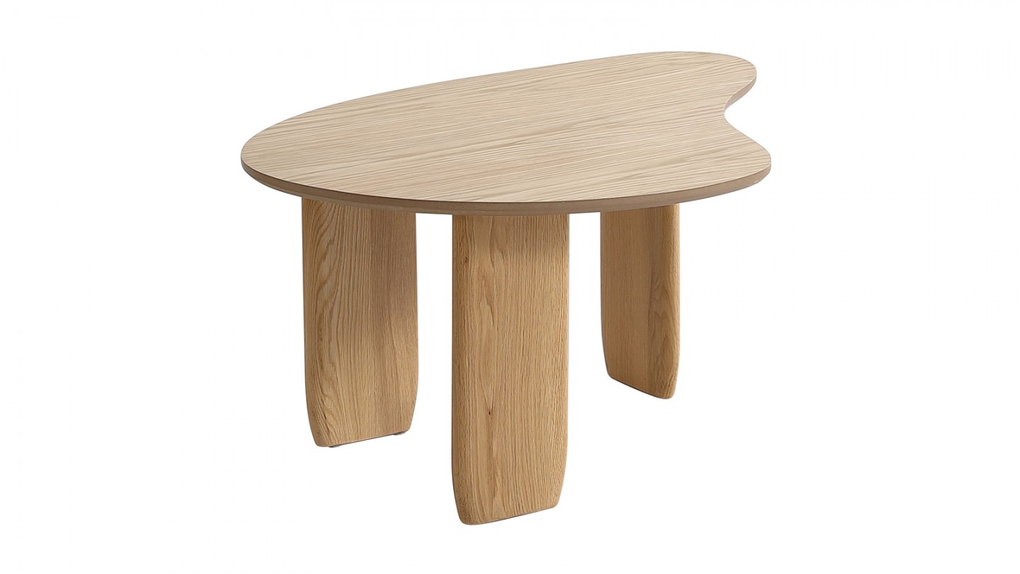 Table basse organique en bois placage chêne 100 cm - Aria