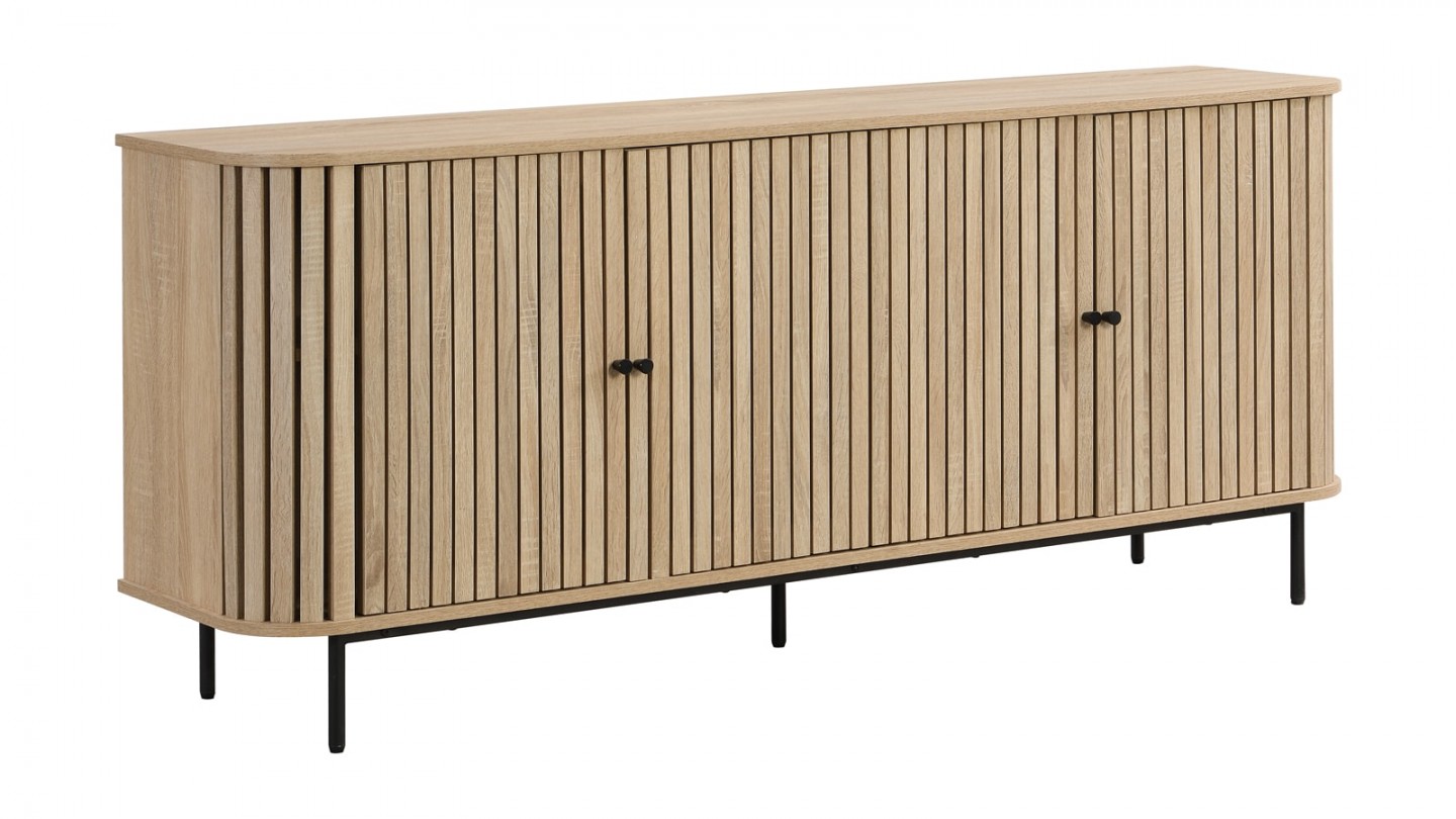 Buffet 4 portes couleur chêne 168 cm - Solna