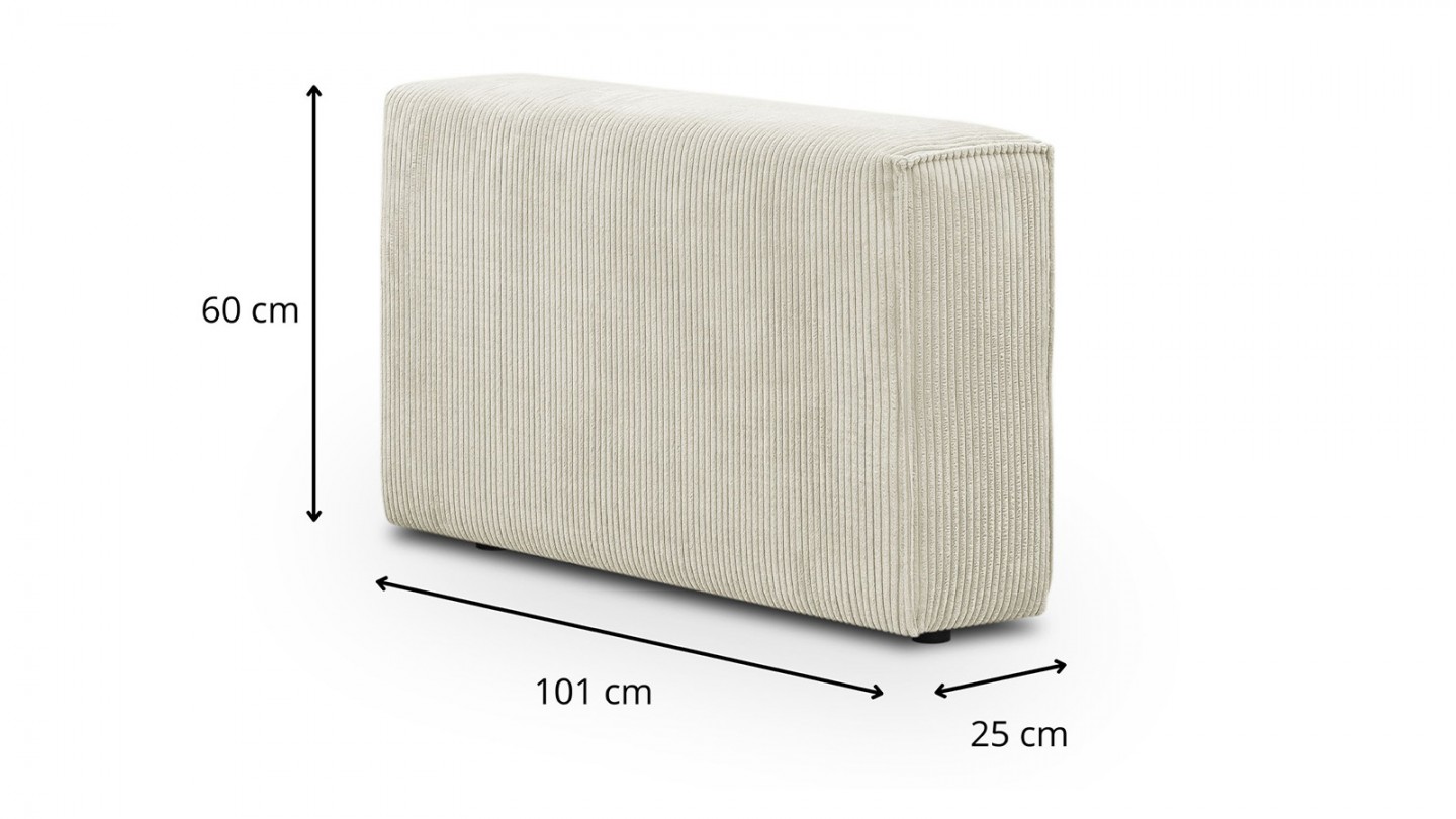 Canapé d'angle modulable 5 places en velours côtelé beige - Harper Mod