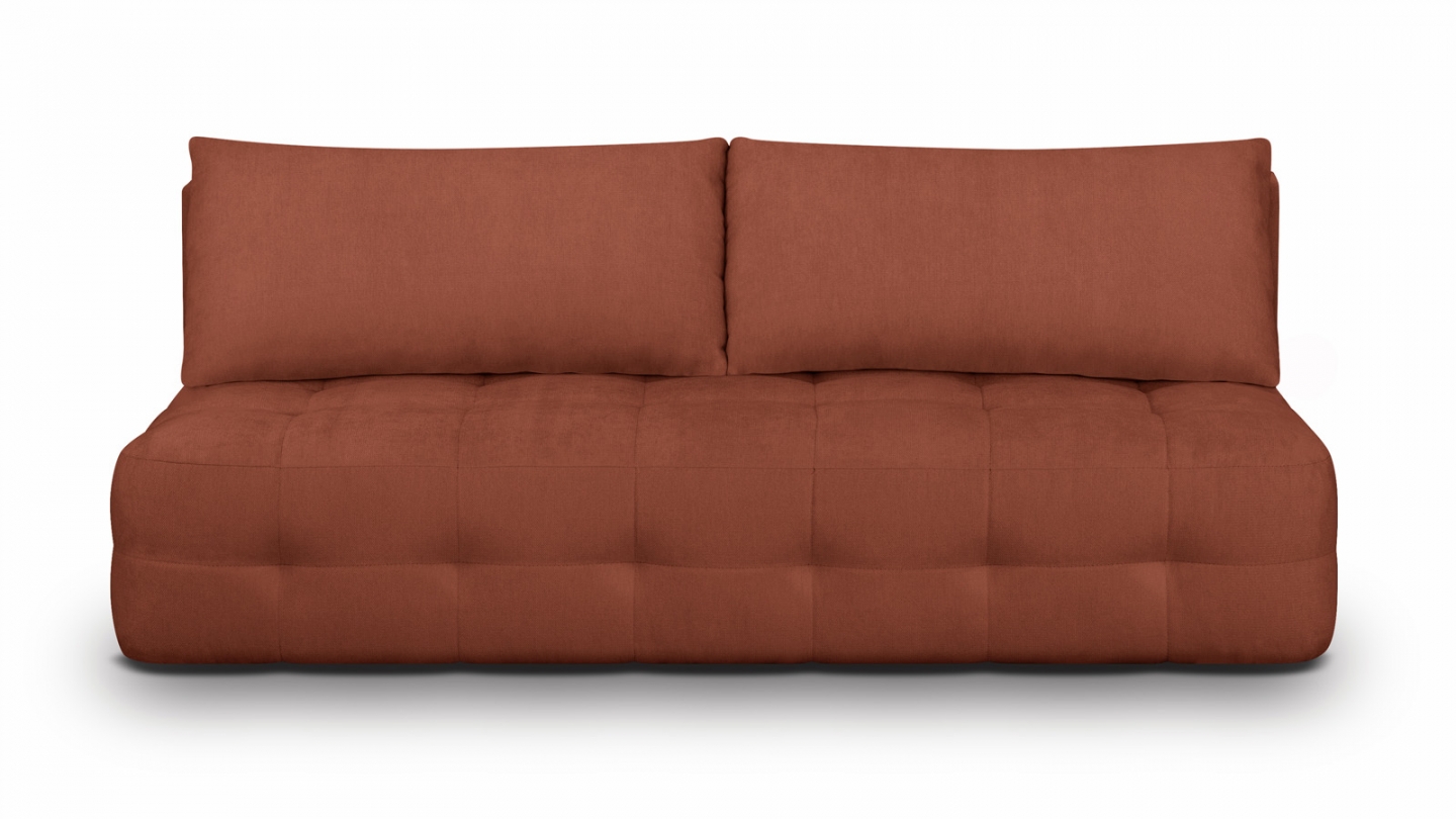 Canapé convertible 3 places avec coffre de rangement en tissu chenille terracotta - Léo