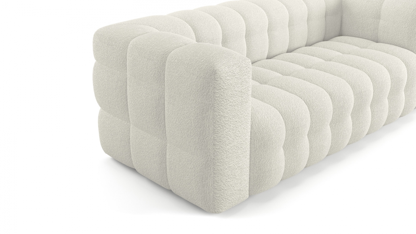 Canapé 3 places en tissu bouclé beige - Cester