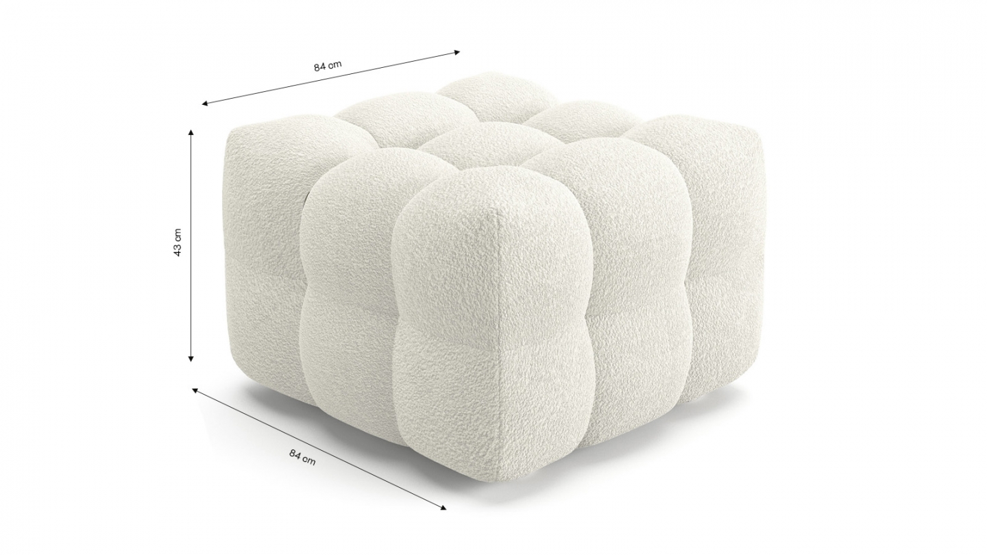 Pouf en tissu bouclé beige - Cester