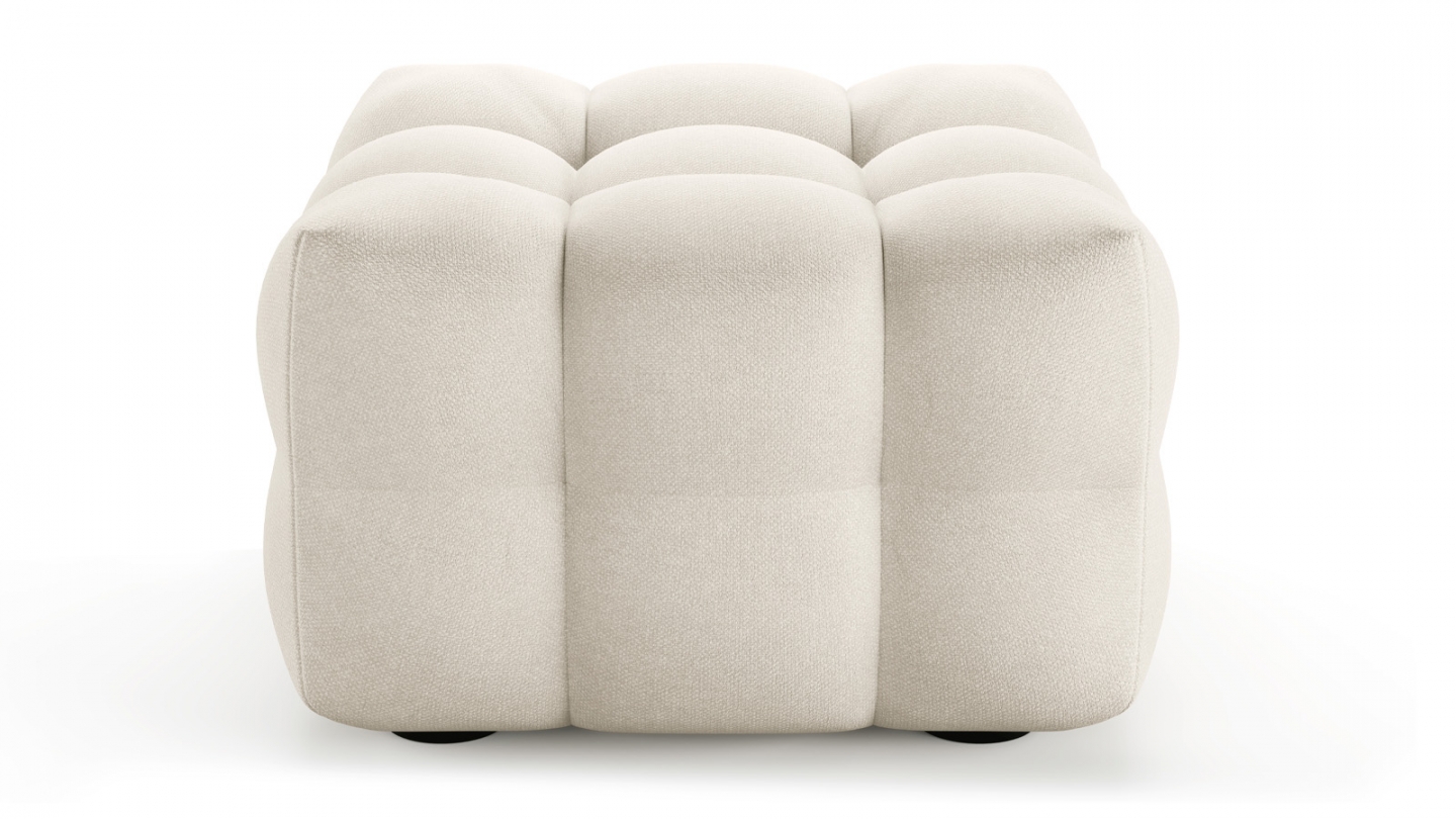 Pouf capitonné en tissu chenille beige - Cester