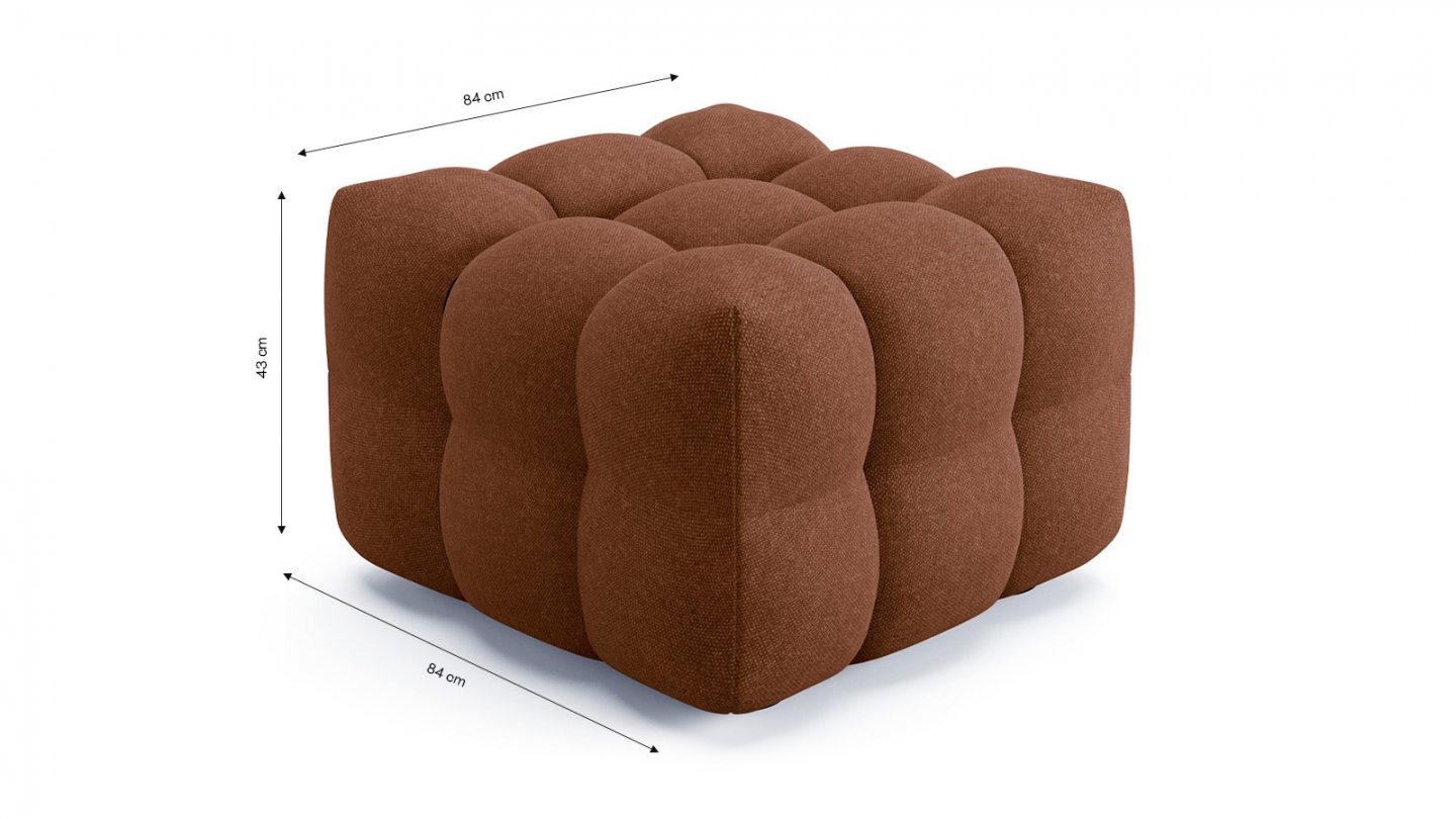 Pouf capitonné en tissu chenille terracotta - Cester