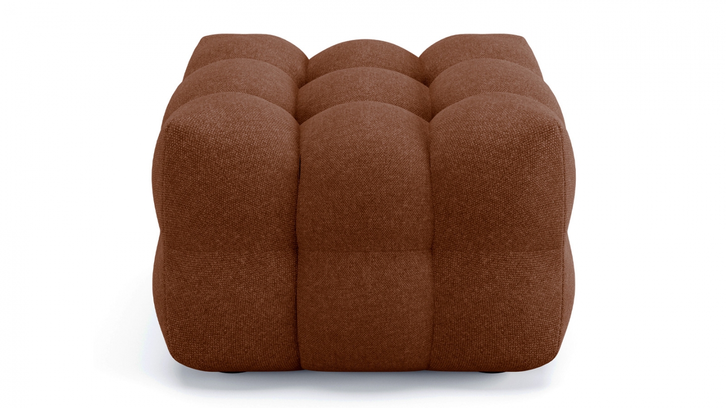 Pouf capitonné en tissu chenille terracotta - Cester