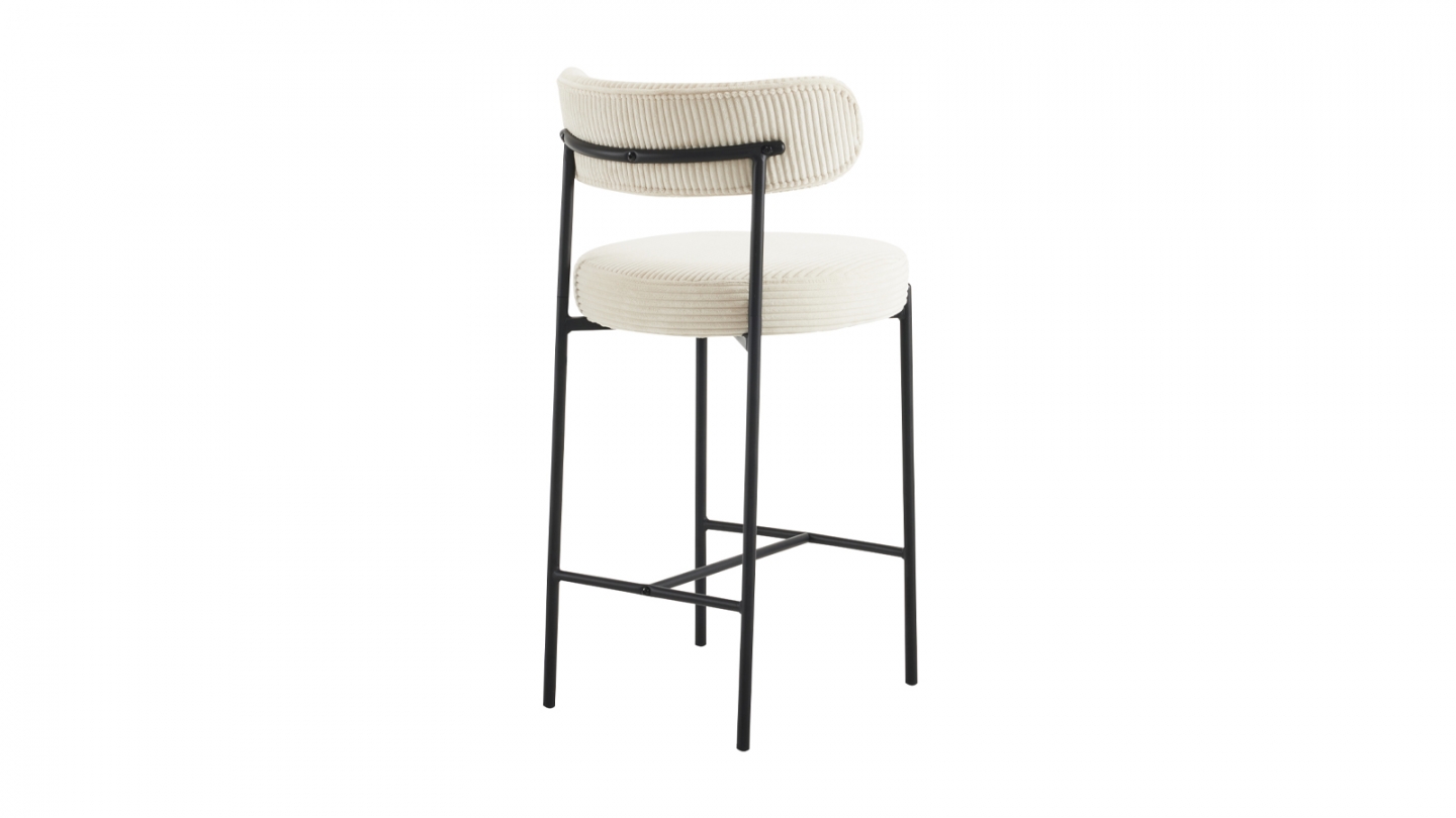 Lot de 2 tabourets de bar en velours côtelé beige - Evora