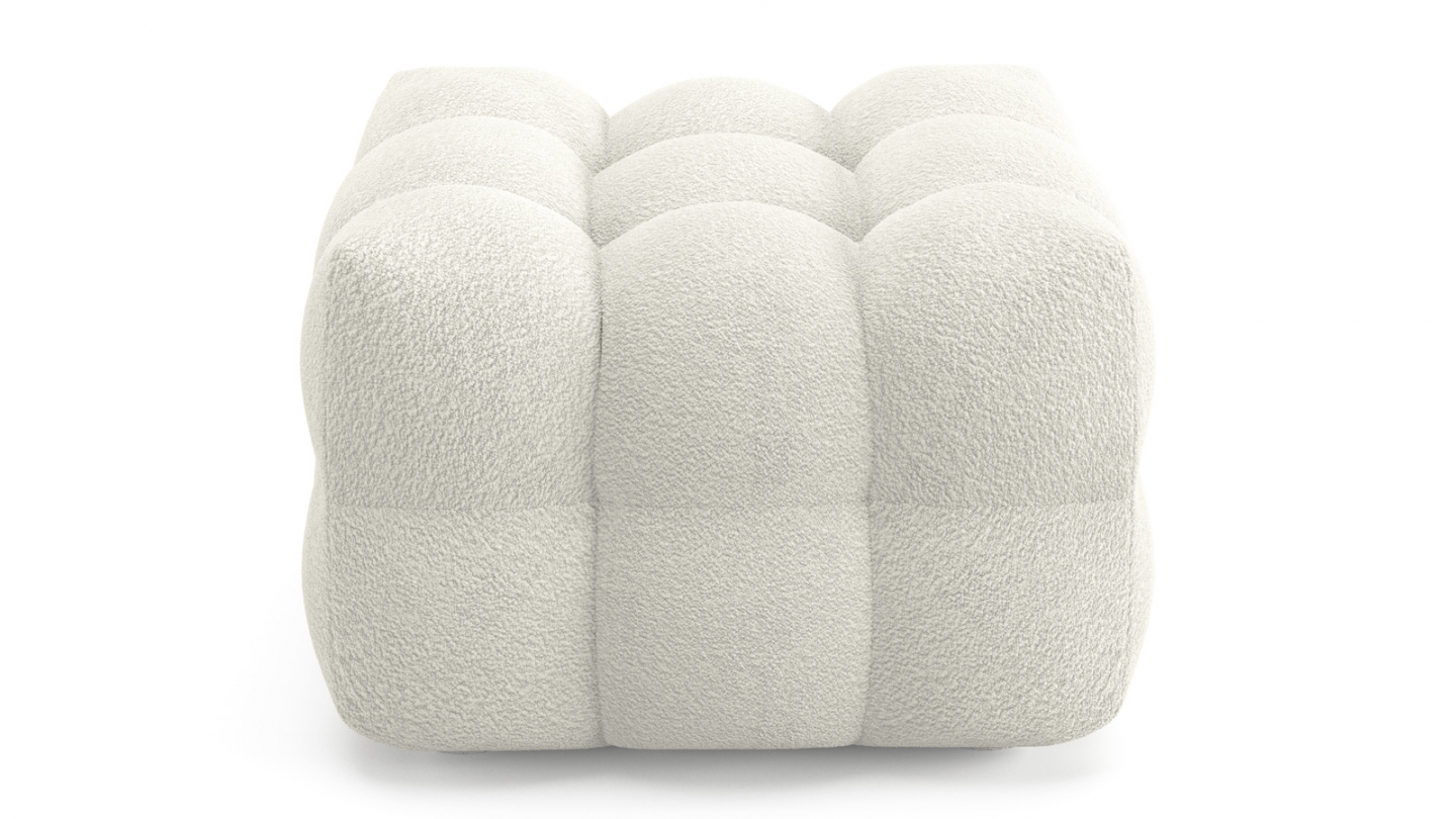 Ensemble Canapé capitonné 3 places + Pouf en tissu bouclé beige - Cester