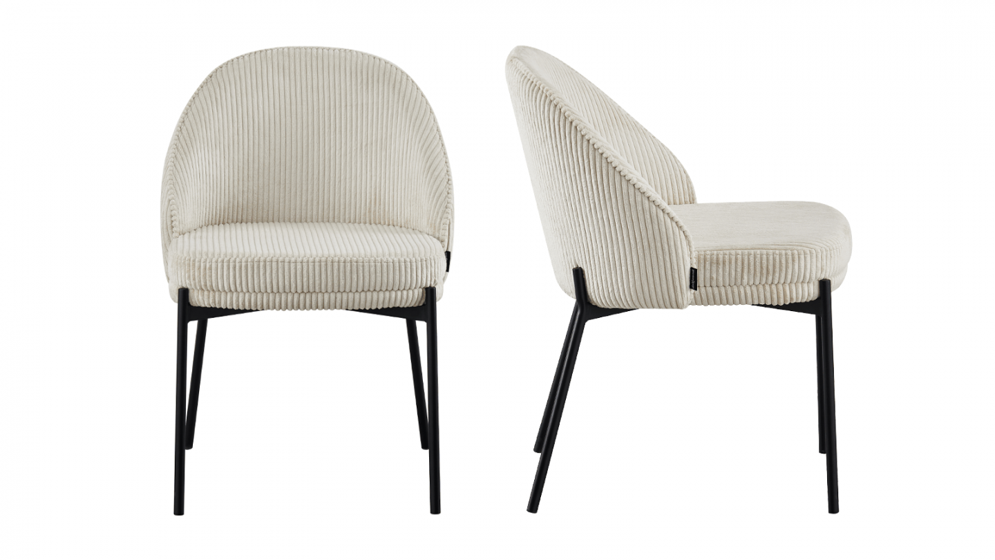 Lot de 2 chaises en velours côtelé beige - Cloé