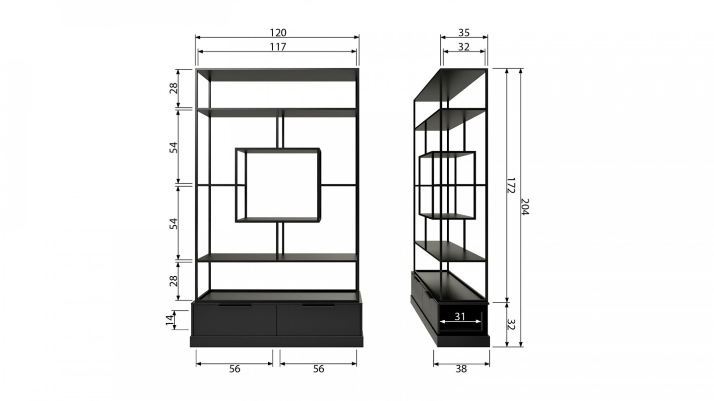 Etagère en métal et bois noir - Collection Fons - Woood