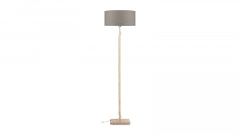 Lampe sur pied en bambou et abat-jour lin écologique ANDES (naturel, lin  clair)