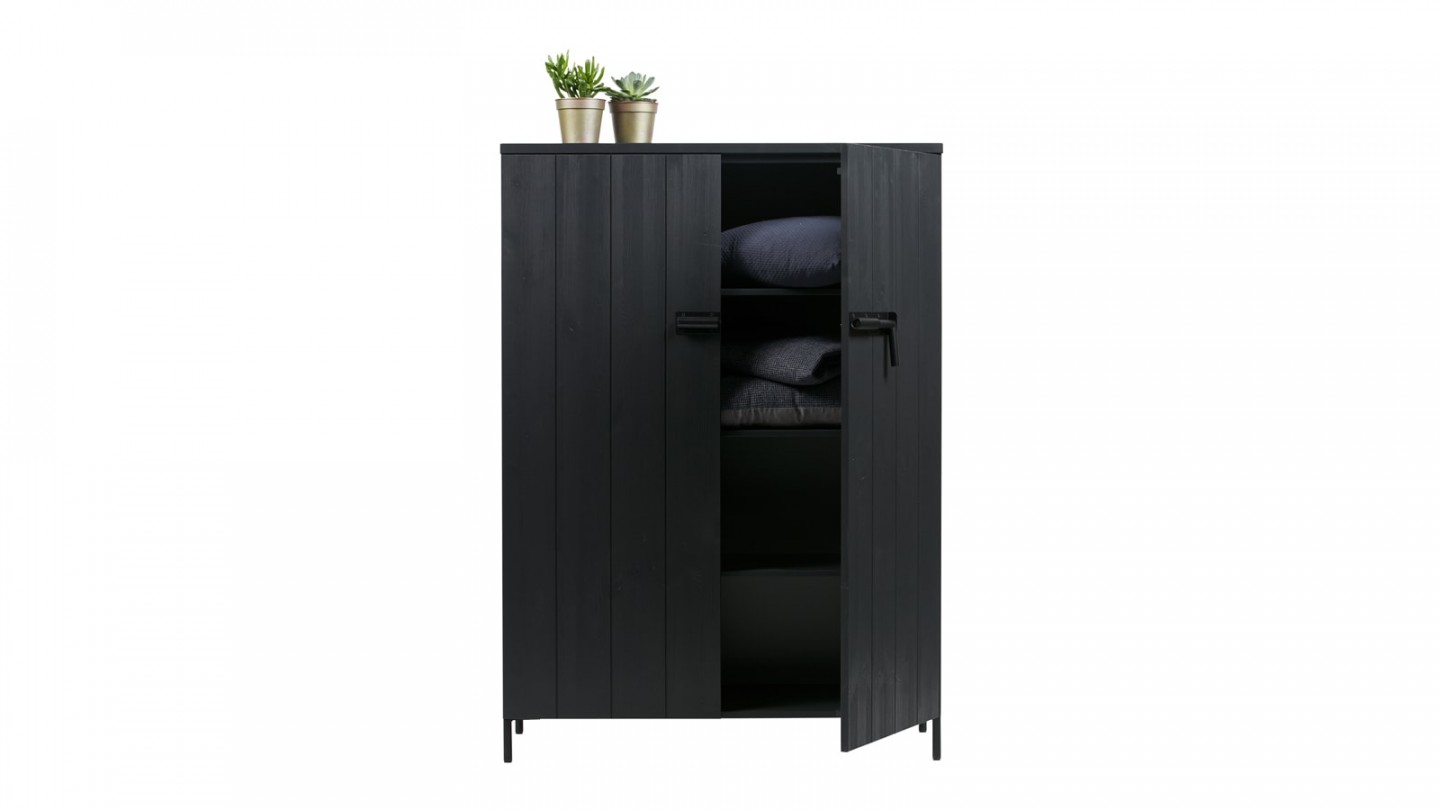 Armoire 2 portes en pin noir - Collection Bruut - Vtwonen