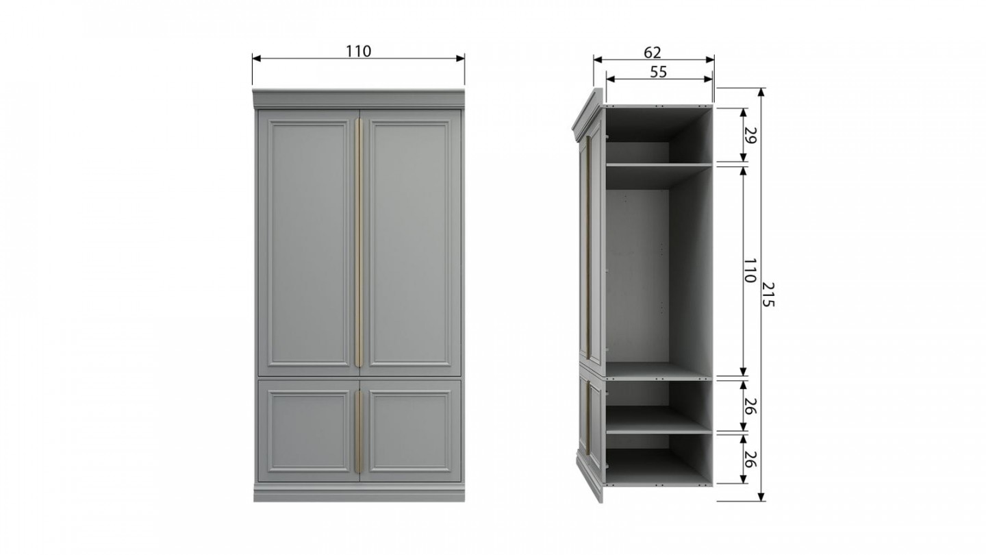 Armoire 62cm 2 portes en pin blanc - Collection Organize BePureHome