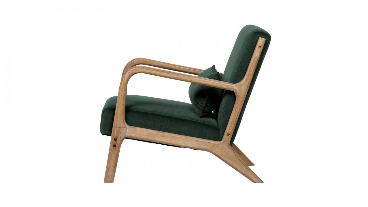 Fauteuil en bois et velours vert - Collection Mark - Woood