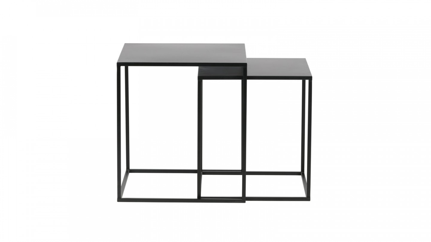 Lot de 2 tables gigognes en métal noir - Collection Ziva - Woood