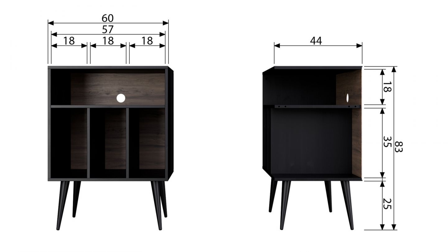 Meuble d'appoint 4 niches en bois noir - Collection James - Woood