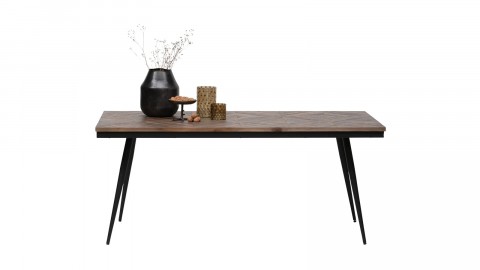 Table à manger extensible 140/180 cm effet chêne, piètement noir - Santa -  Homifab