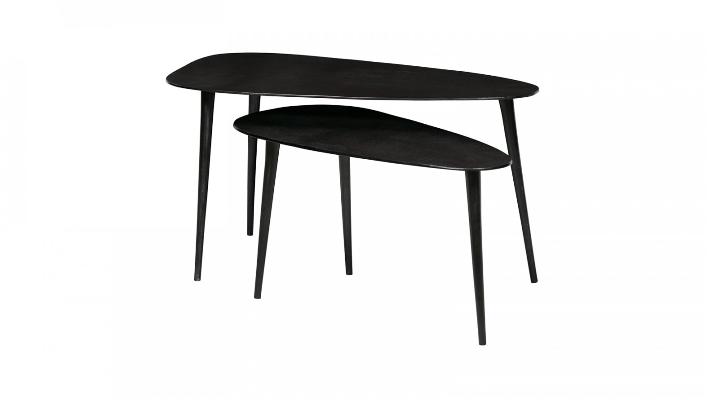 Lot de 2 tables gigognes en métal noir - Collection Abby - BePureHome