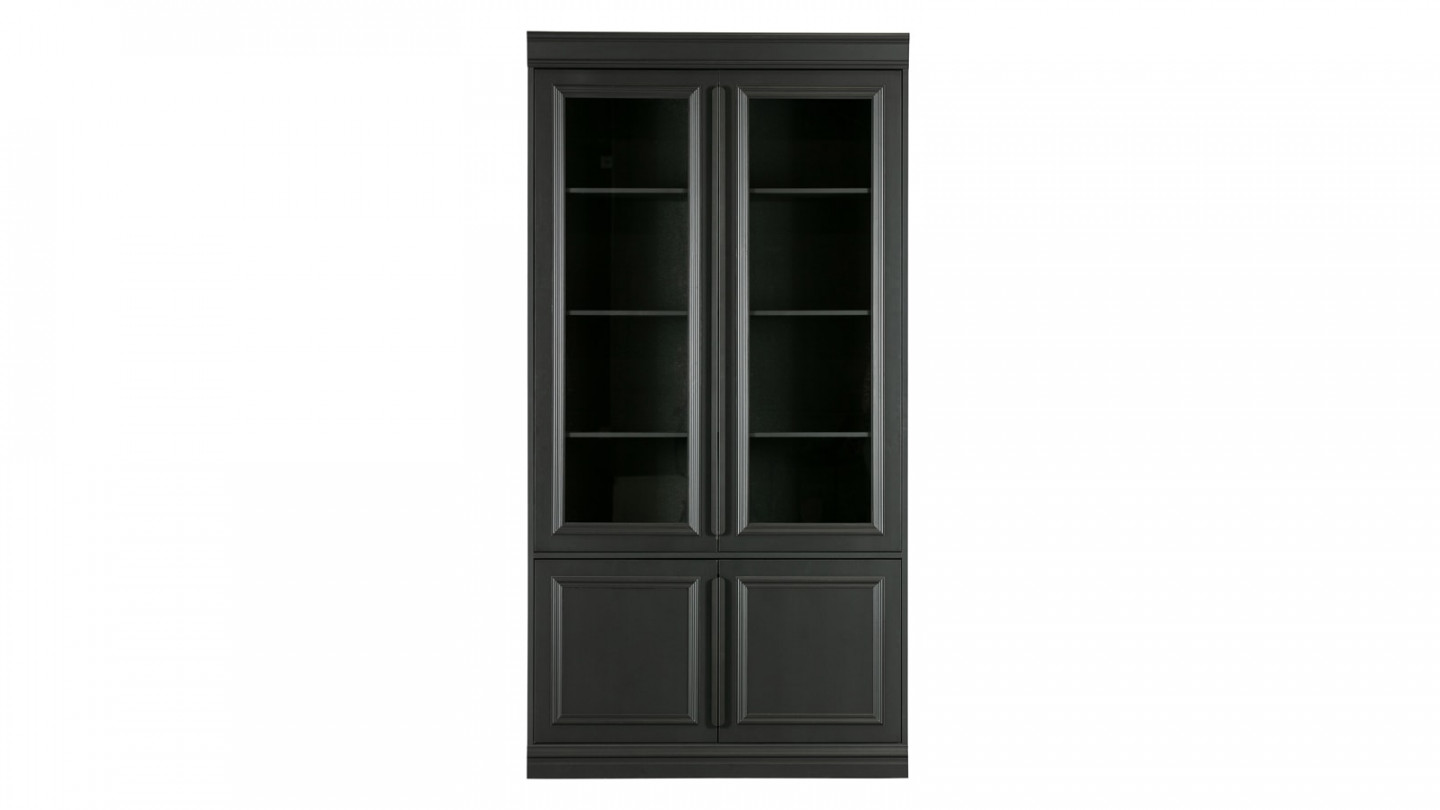 Vitrine 4 portes en pin laqué noir - Collection Organize - BePureHome