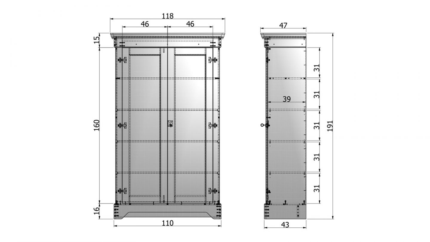 Armoire 2 portes en pin blanc - Collection Isabel - Woood