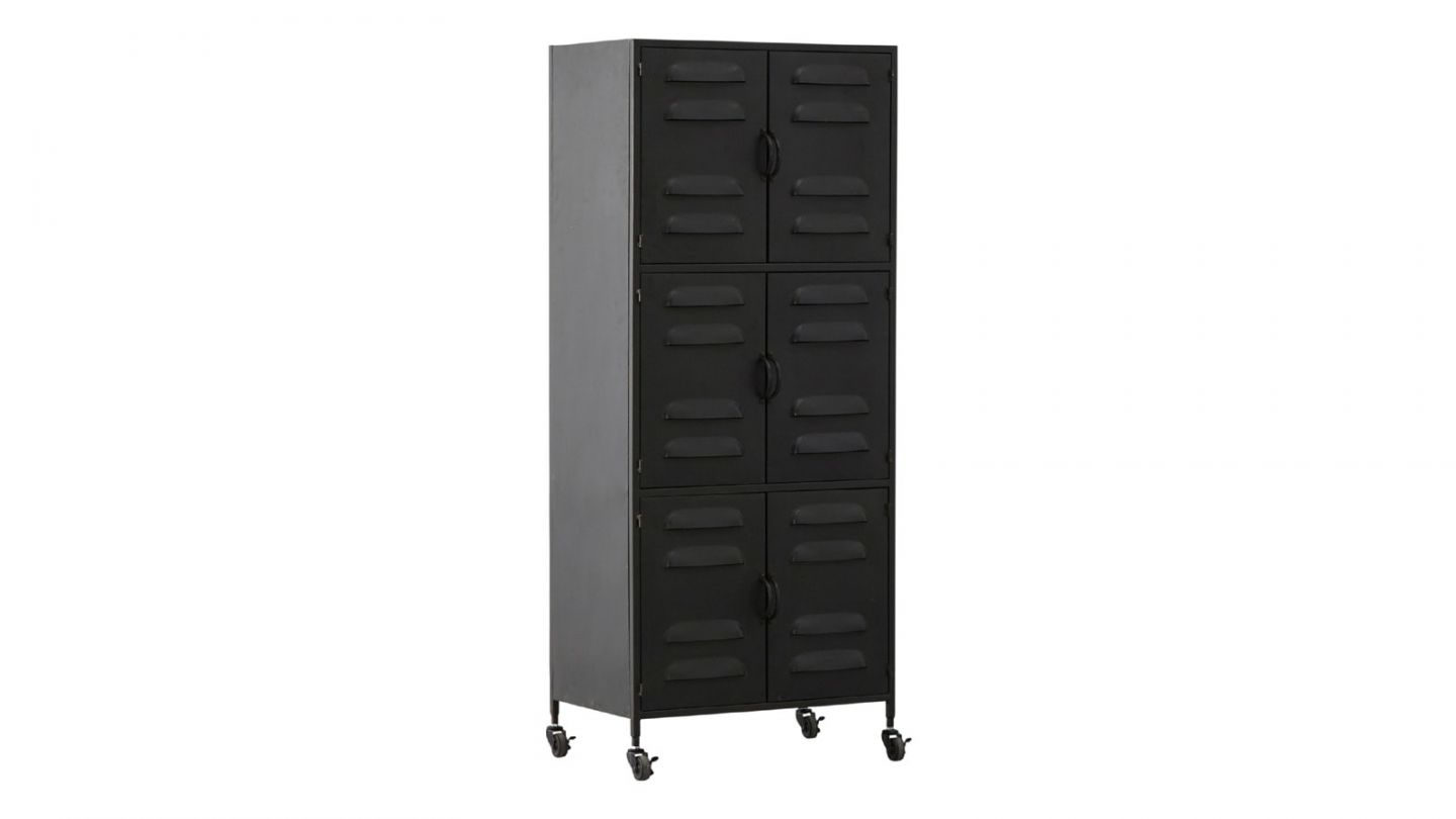 Armoire 6 portes en métal noir - Collection Boaz - Woood