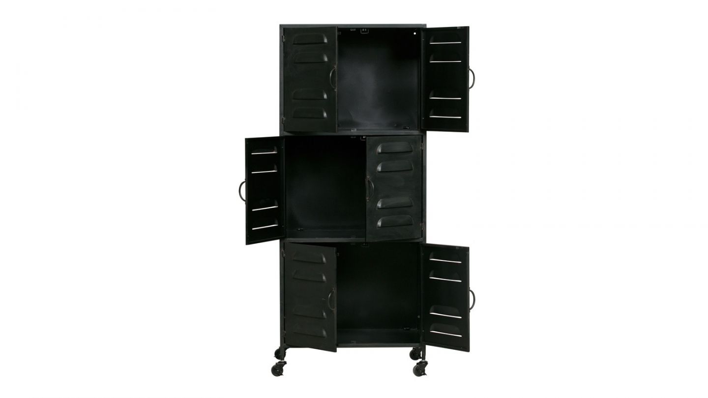 Armoire 6 portes en métal noir - Collection Boaz - Woood