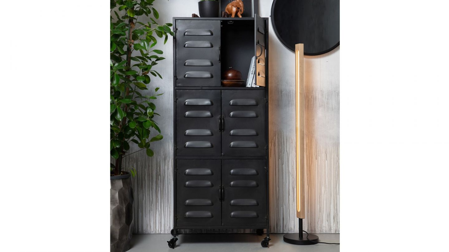 Armoire 6 portes en métal noir - Collection Boaz - Woood