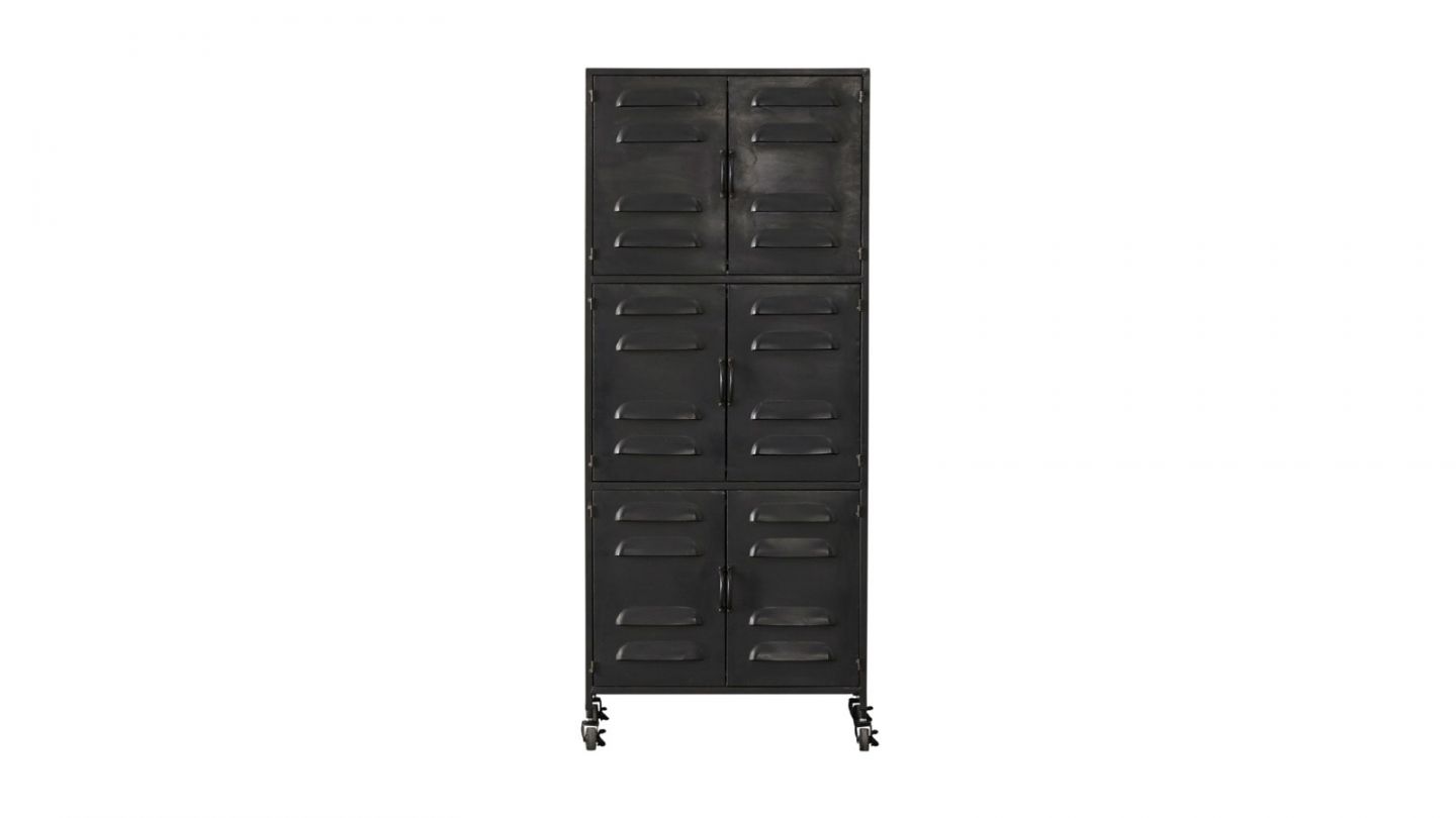 Armoire 6 portes en métal noir - Collection Boaz - Woood