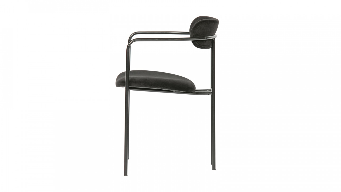 Lot de 2 chaises en velours et métal noir - Collection Ivy - Woood