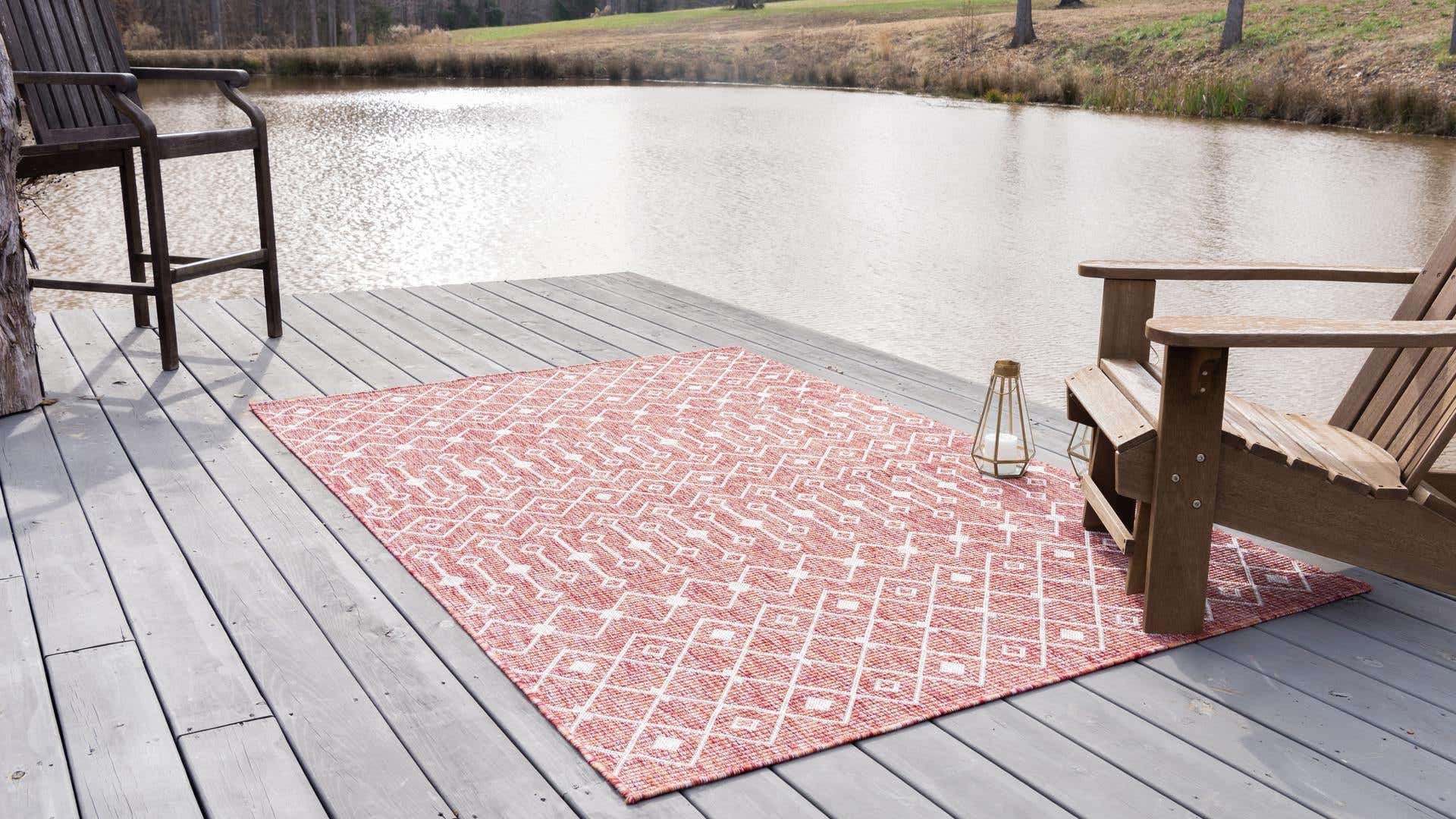 Tapis d'extérieur scandinave rouge 120x160cm - Collection Ethan