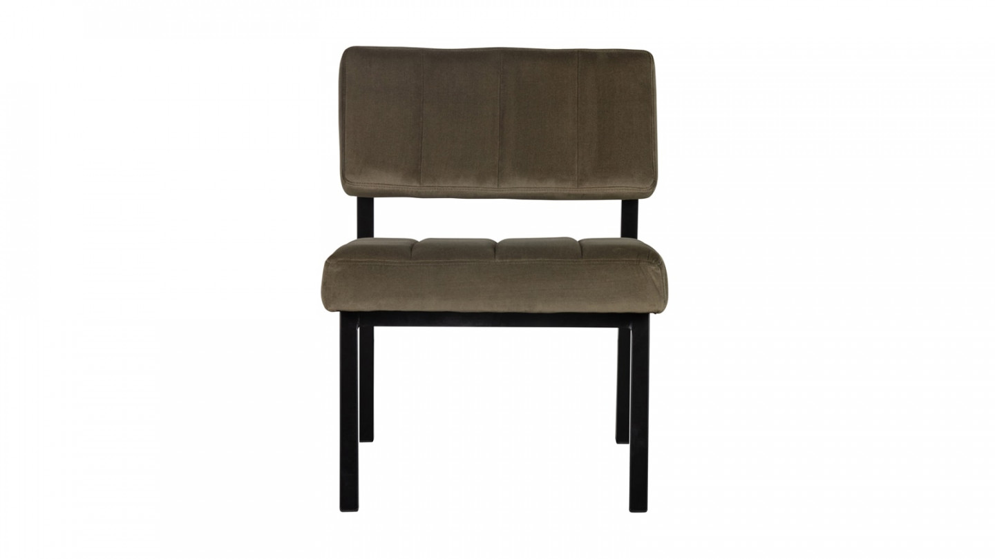 Fauteuil en velours vert kaki piètement en bois noir - Collection Kaja - Woood