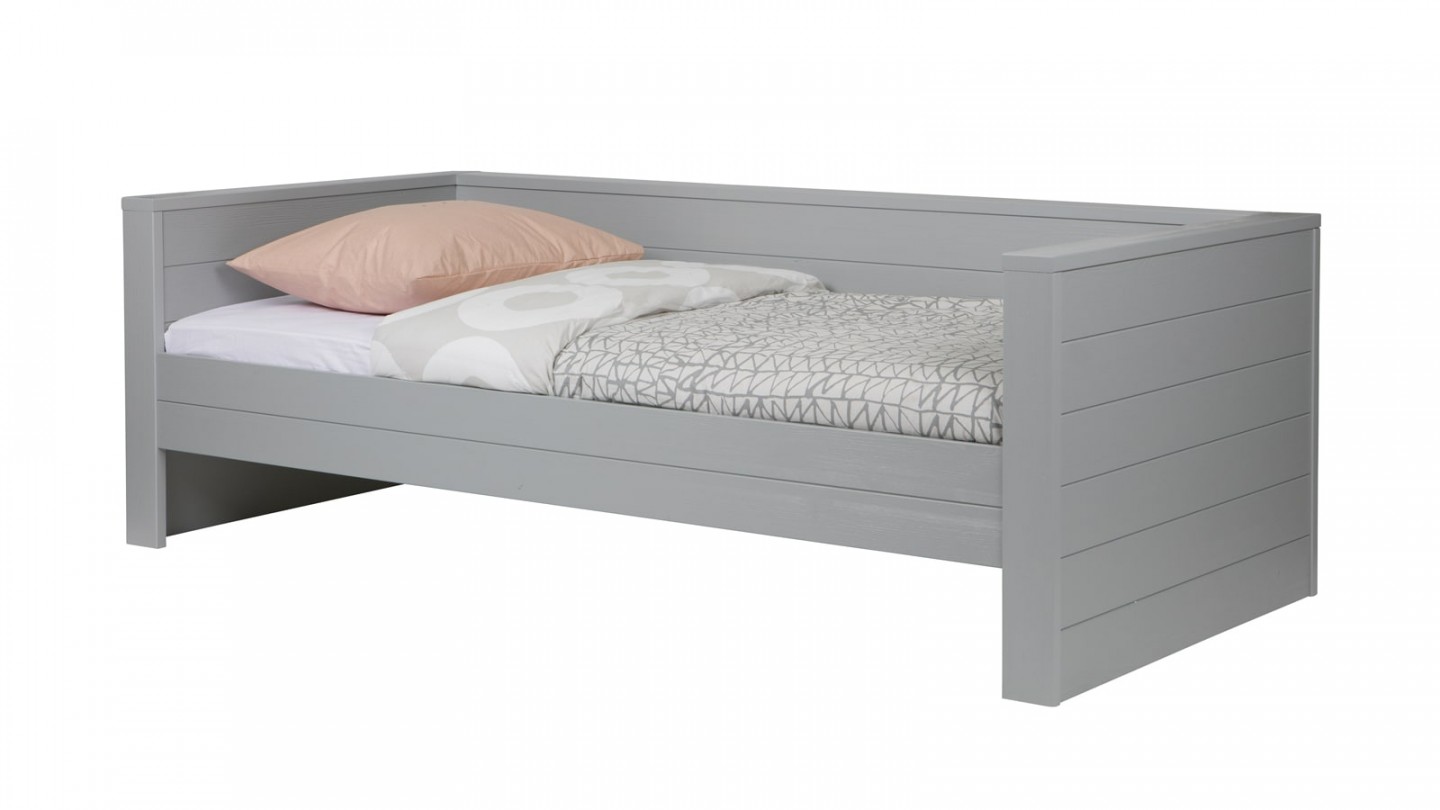 Lit canapé en pin béton gris – Collection Dennis – Woood