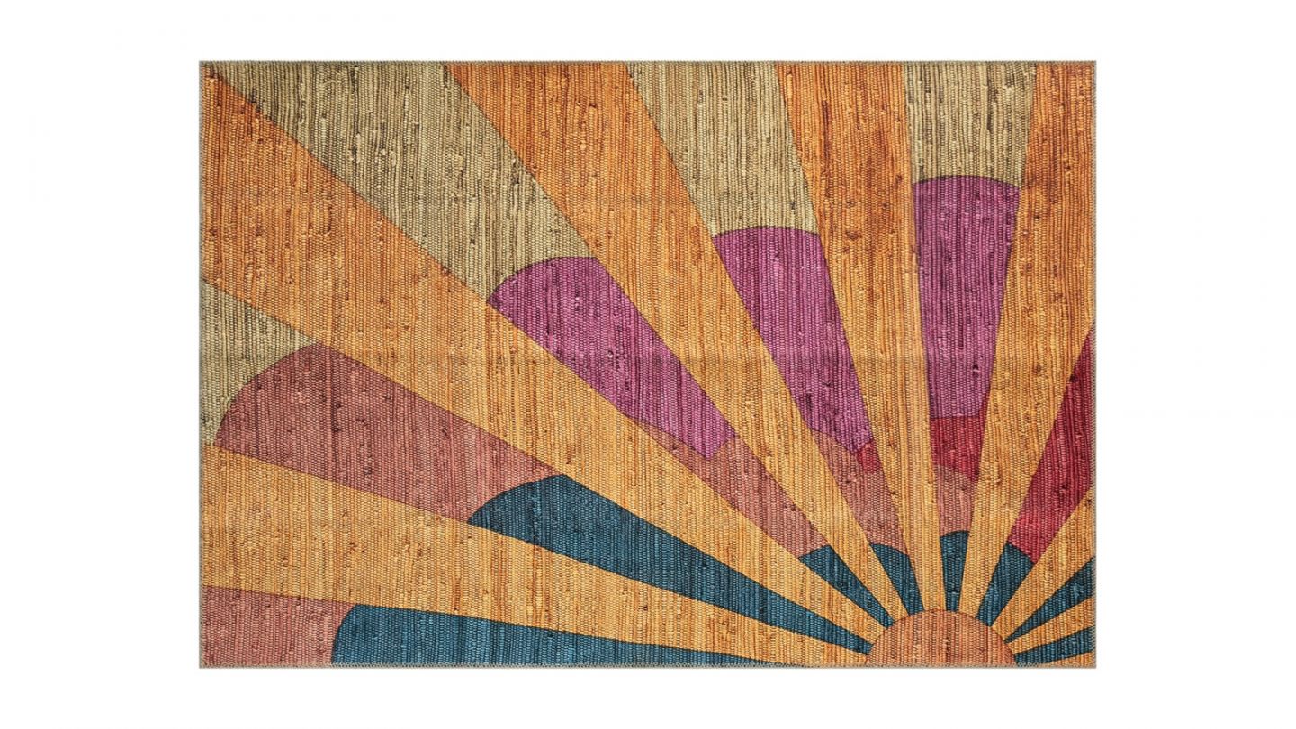 Lahome Tapis décoratif bohème à imprimé soleil – Petit tapis lavable de 91  x 152 cm – Tapis moderne abstrait antidérapant d'aspect vieilli pour