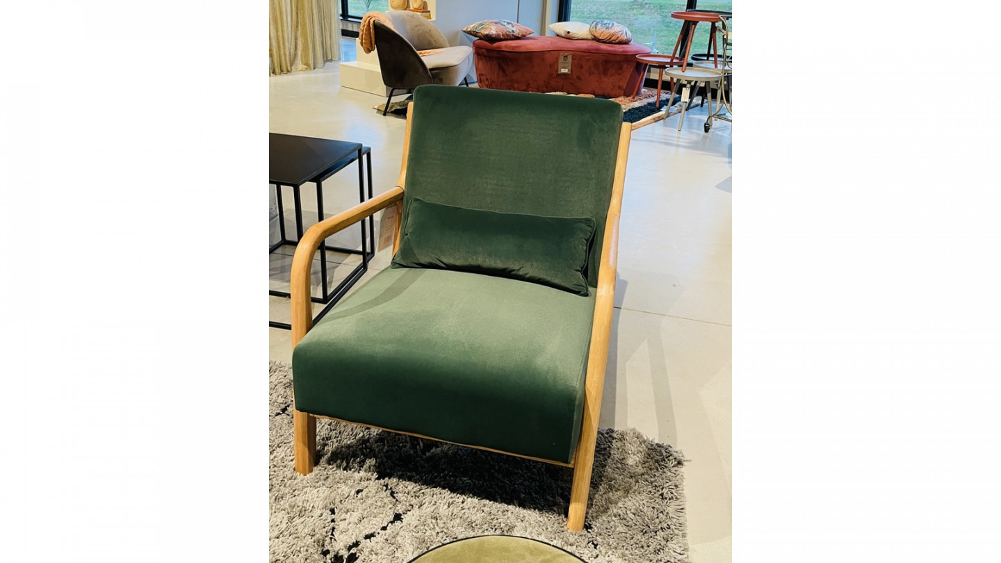 Fauteuil en bois et velours vert - Collection Mark - Woood