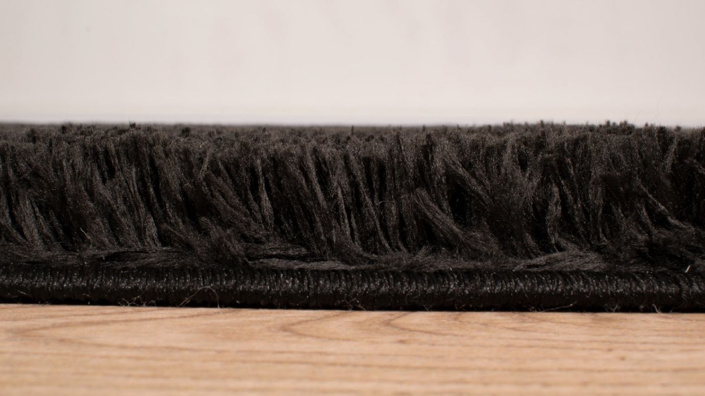 tapis, salon, noir, poils hauts, poils longs, moderne, dimensions : 160 x  230 cm