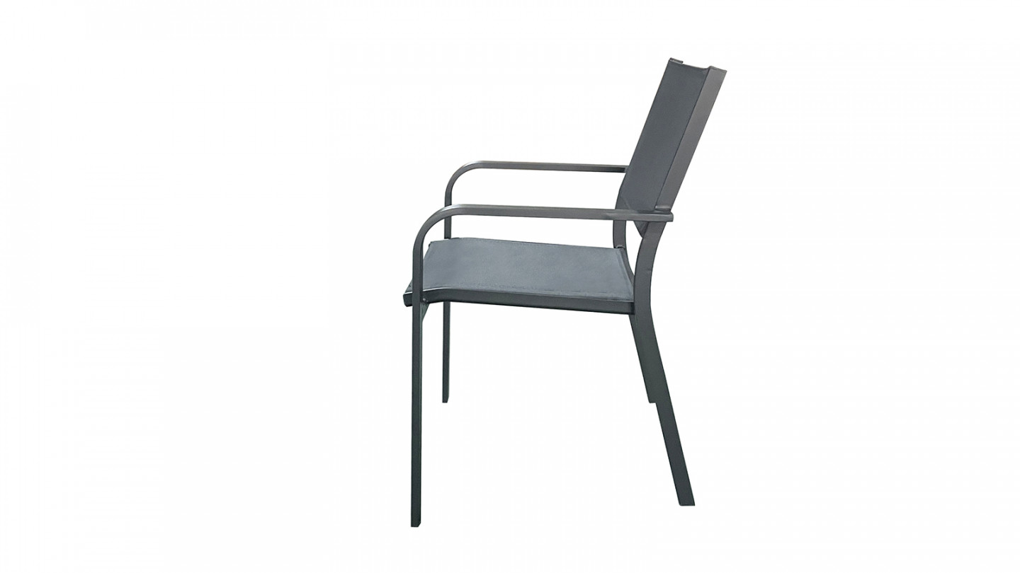 Lot de 6 chaises de jardin grises en aluminium - Palawan - Homifab