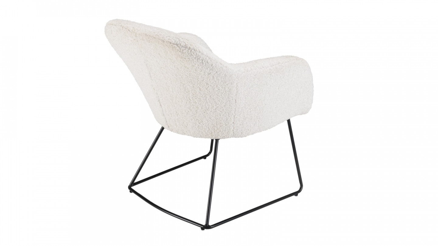 Fauteuil urban tissu bouclette écru pieds évasés métal noir - Albane